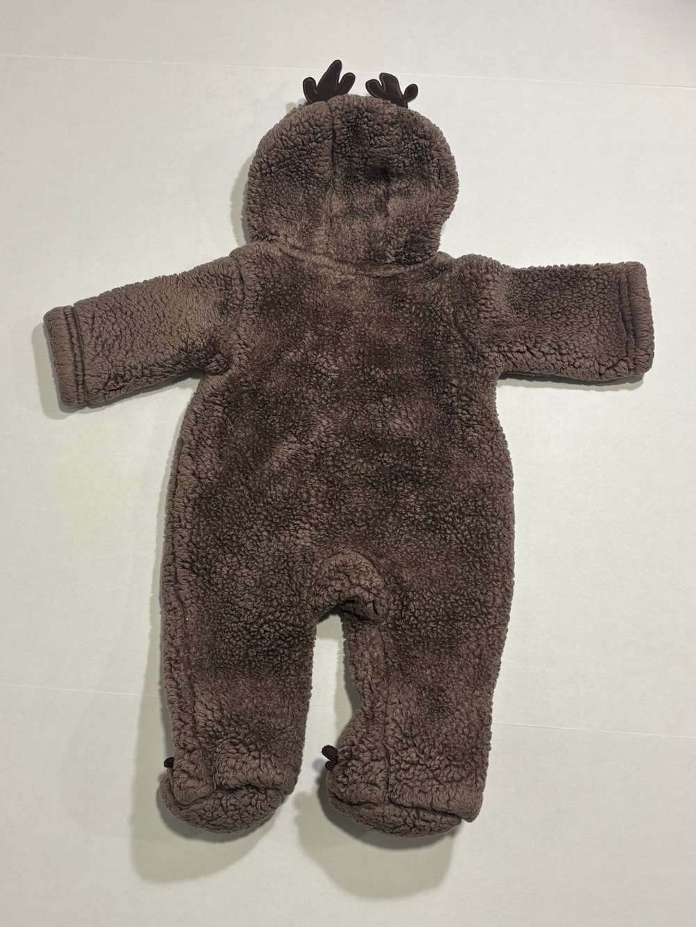 Carter's Reindeer Hooded Fleece Zip One-Piece Coverall Brown/Beige size 3 months - Picture 7 of 7
